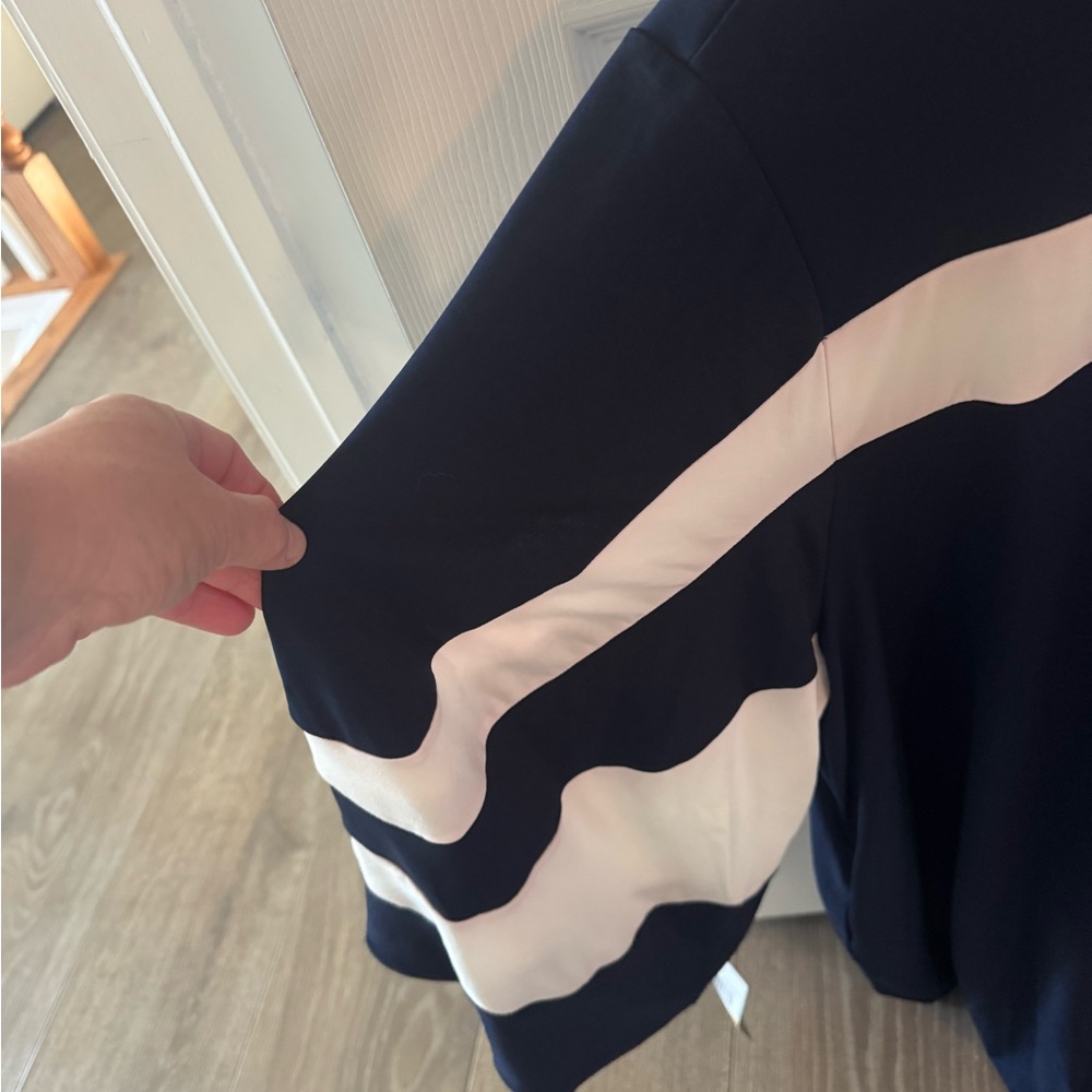 Nina Leonard Navy and White Long Sleeve Dress - Picture 7 of 7